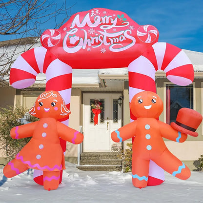 9.6 FT Christmas Inflatable Archway Gingerbread Man Outdoor Christmas Decorations, Christmas Archway Inflatable Xmas Blow up Yard Decorations with Built-In Leds for Xmas Garden Lawn Party Decor