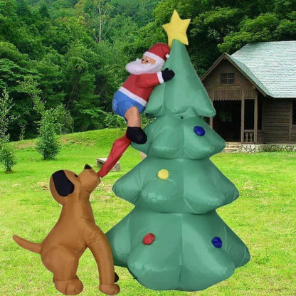 Inflatable Dog Chases Santa Claus Tree Climbing Dog 1.8M Christmas Tree Inflatable Luminous Gas Model Dog Pulls Pants Gas Model