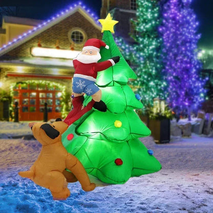 Inflatable Dog Chases Santa Claus Tree Climbing Dog 1.8M Christmas Tree Inflatable Luminous Gas Model Dog Pulls Pants Gas Model